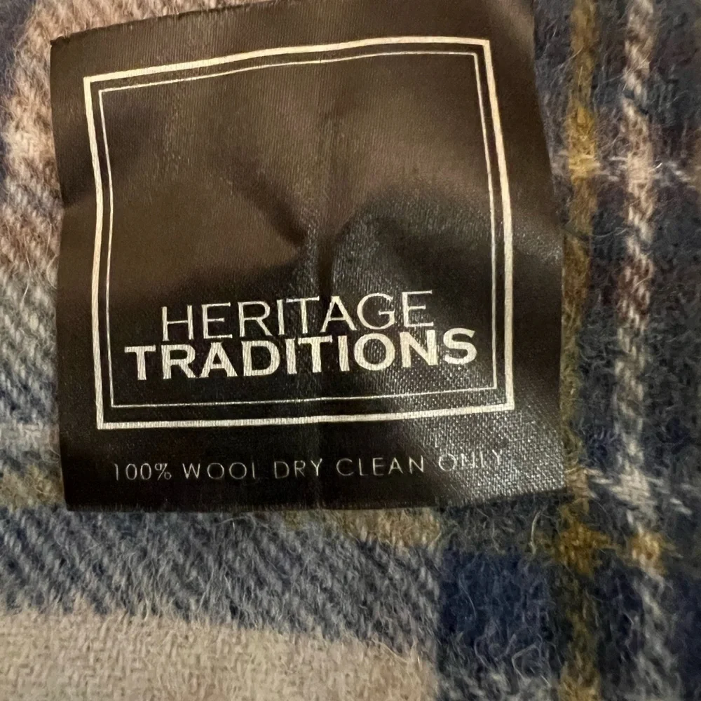 NWT! Heritage Traditions 100% wool muted blue & brown Dress Stewart plaid scarf